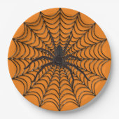 Assiettes En Carton Déplaisant Spider Web et Black Spider Halloween (Devant)