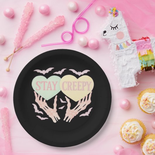 Assiettes En Carton Déplaisant - Squelette Tenue De Main Coeurs Douce  (Fête)