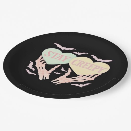 Assiettes En Carton Déplaisant - Squelette Tenue De Main Coeurs Douce  (Angle)