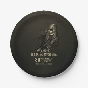 Assiettes En Carton Déplaisante crâne de cheveux RIP à sa fête d'anniv