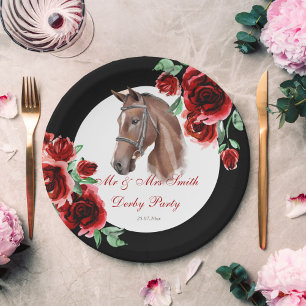 Assiettes En Carton Derby parti cheval équestre partie personnalisée