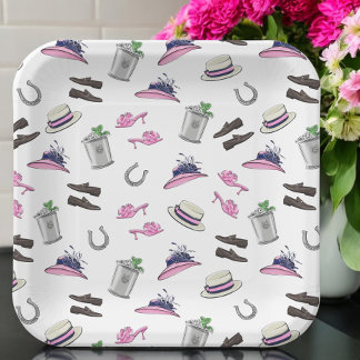 Assiettes En Carton Derby Party Attire Mint Julep Horseshoe