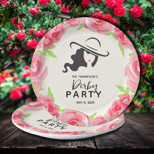 Assiettes En Carton Derby Party Grand Casquette et Rose