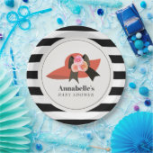 Assiettes En Carton Derby Style Grand Baby shower Rose Casquette rouge (Fête)