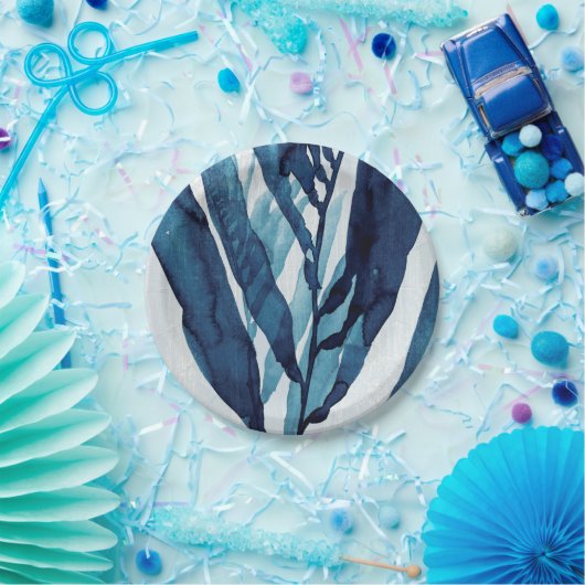 Assiettes En Carton Dérive bleue I (Fête)