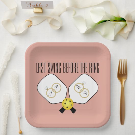 Assiettes En Carton Dernier balancement avant le mariage Pickleball (Mariage)