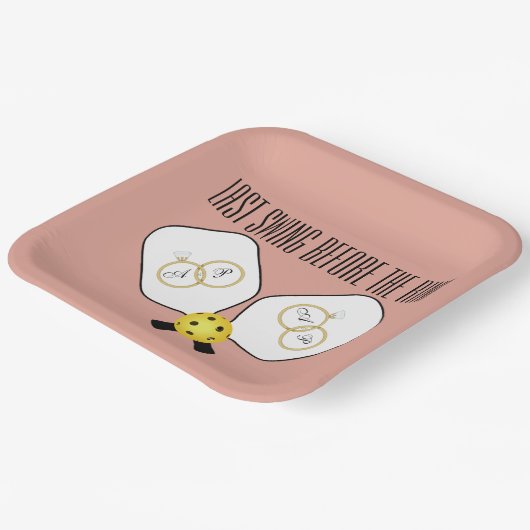 Assiettes En Carton Dernier balancement avant le mariage Pickleball (Angulaire)