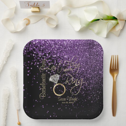 Assiettes En Carton Dernier Fling avant la ceinture Bachelorette viole (Mariage)
