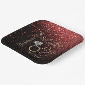 Assiettes En Carton Dernier Fling avant l'anneau Bachelorette rouge  (Angulaire)