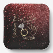 Assiettes En Carton Dernier Fling avant l'anneau Bachelorette rouge  (Recto)