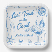 Assiettes En Carton Dernier Toast Coast Beach Blue Bachelorette Party (Recto)