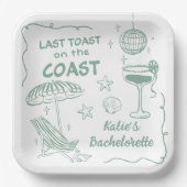 Assiettes En Carton Dernier Toast Coast Beach Green Bachelorette Party (Recto)