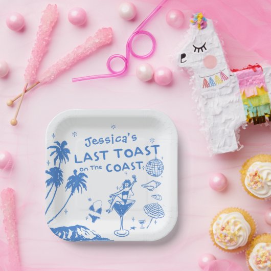 Assiettes En Carton Dernier Toast Coast en Whimsical Bachelorette (Fête)