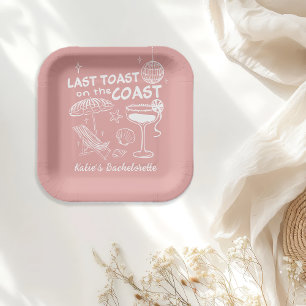 Assiettes En Carton Dernier toast sur la côte Beach Bachelorette rose