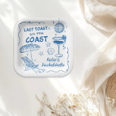 Assiettes En Carton Dernier Toast sur la Côte Plage Bachelorette Bleue