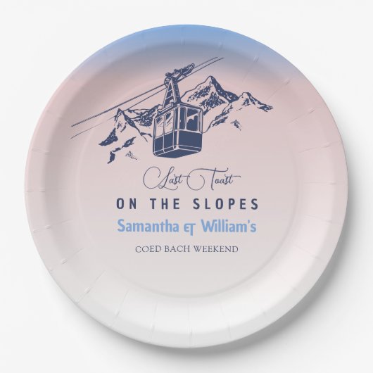 Assiettes En Carton Dernier Toast Sur La Pente Ski Bachelorette Merci (Devant)
