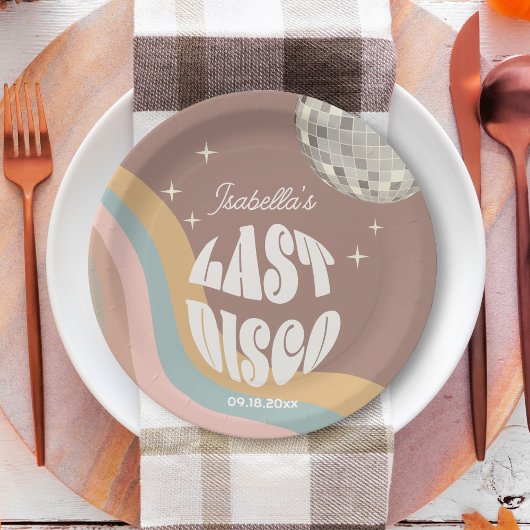 Assiettes En Carton Dernière discothèque flamboyante Rétro les années 