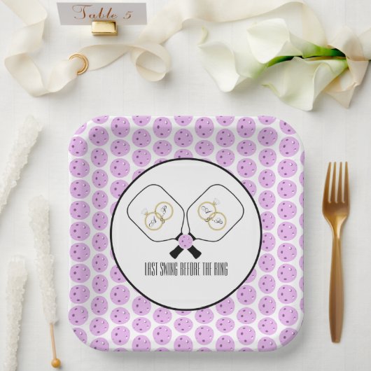 Assiettes En Carton Dernière swing avant la bague Mariage Pickleball (Mariage)