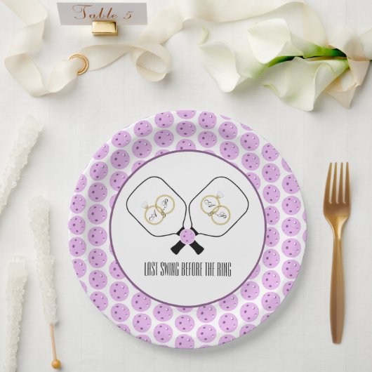 Assiettes En Carton Dernière swing avant la bague Mariage Pickleball (Mariage)