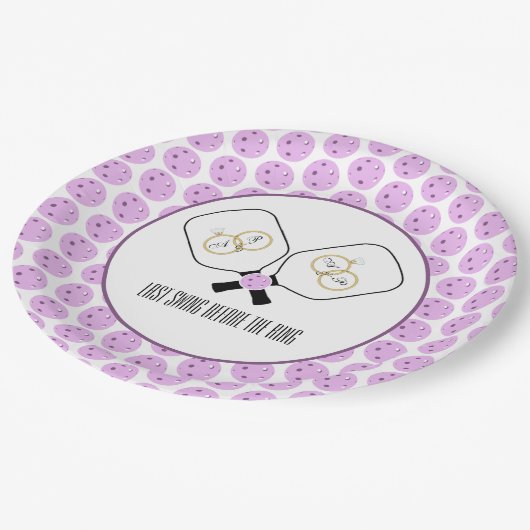 Assiettes En Carton Dernière swing avant la bague Mariage Pickleball (Angle)