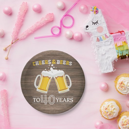 Assiettes En Carton Des bières et des encaissements rustiques à une pl (Fête)