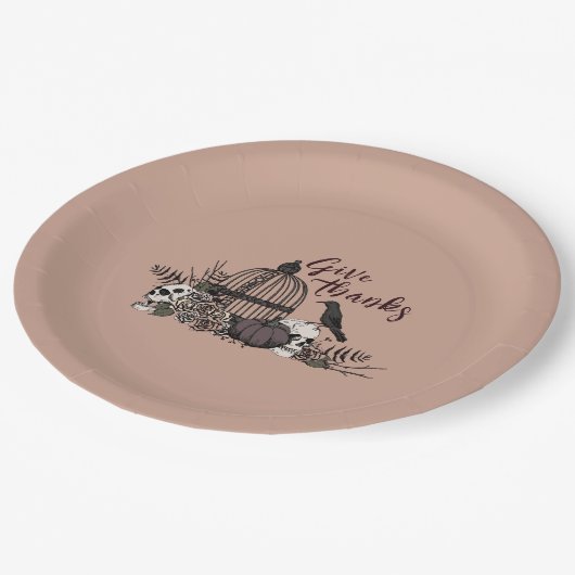 Assiettes En Carton Des Crânes Gothiques En Terracotta Remercient Soir (Angle)