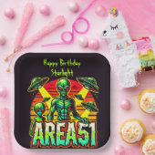 Assiettes En Carton Des figures Aliens émergent près de la zone 51 (Fête)