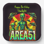 Assiettes En Carton Des figures Aliens émergent près de la zone 51 (Recto)