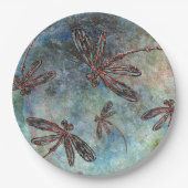 Assiettes En Carton Des libellules pointues en bronze sur un ciel magi (Devant)