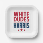 Assiettes En Carton Des Mecs Blancs Pour Harris Election Kamala Harris (Recto)