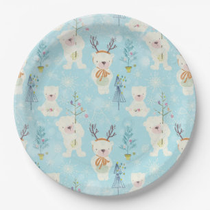 Assiettes En Carton Des ours et Noël Motif pour enfants