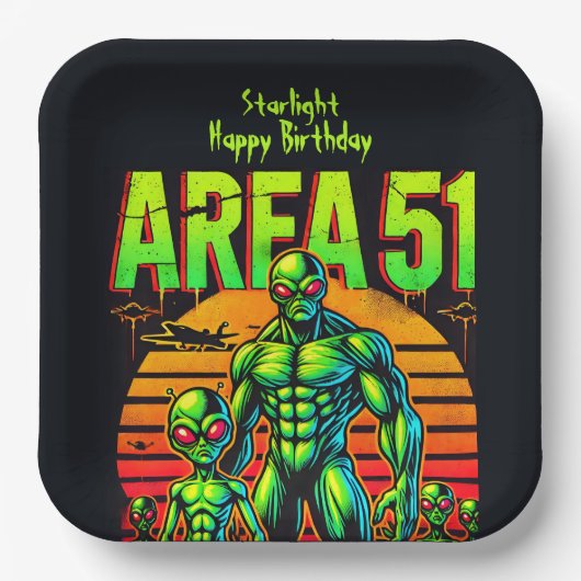 Assiettes En Carton Des OVNI lumineux se détachent sur la zone 51 (Recto)