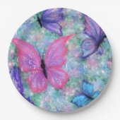 Assiettes En Carton Des papillons colorés volent - Joie (Devant)