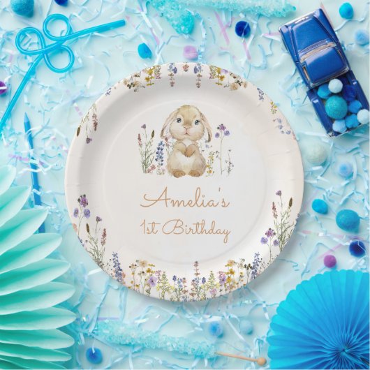 Assiettes En Carton Des Plaques Papier D'Anniversaire De Bunny Fleur s (Fête)