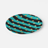 Assiettes En Carton Des rayures turquoise avec fête d'anniversaire Poi (Angle)