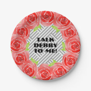 Assiettes En Carton Des roses sur des bandes blanches en noir me parle