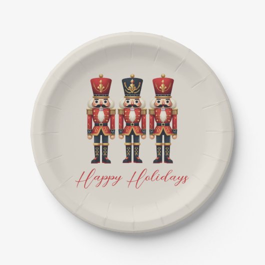 Assiettes En Carton Des soldats de Nutcracker heureux vacances (Devant)