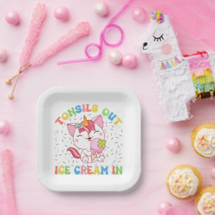 Assiettes En Carton Des Tonsiles, De La Glace Dans Chat Unicorn