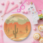 Assiettes En Carton Desert Cactus Paysage Design Plaque en papier (Fête)