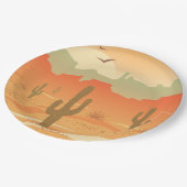 Assiettes En Carton Desert Cactus Paysage Design Plaque en papier (Angle)