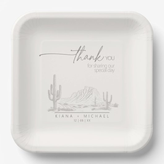 Assiettes En Carton Desert Vibes Mariage Merci Paysage ID1019 (Recto)