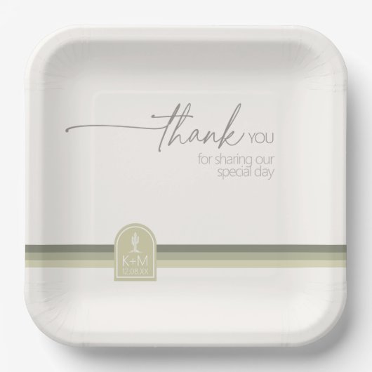 Assiettes En Carton Desert Vibes Mariage Merci Sage Green ID1019 (Recto)