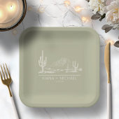 Assiettes En Carton Desert Vibes Mariage Paysage Sage Vert ID1019