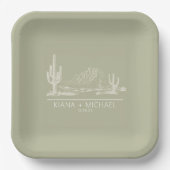 Assiettes En Carton Desert Vibes Mariage Paysage Sage Vert ID1019 (Recto)