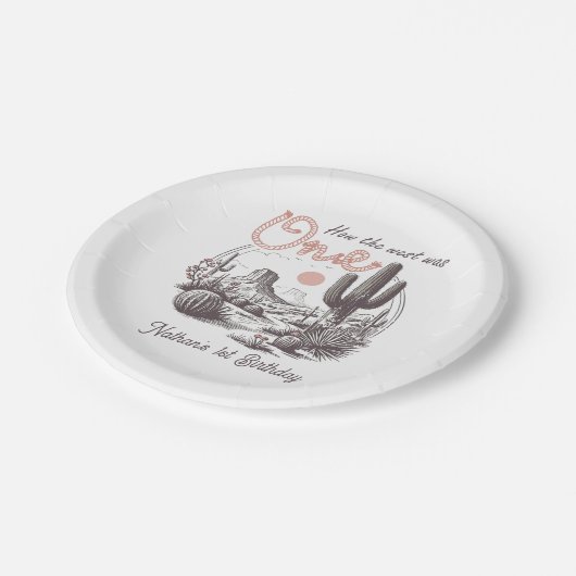 Assiettes En Carton Desert Western Rodeo 1er Plaques papier d'annivers (Angle)