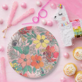 Assiettes En Carton Design à motif floral rose mignon (Fête)