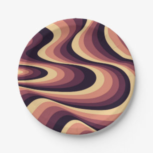 Assiettes En Carton Design abstrait violet, rose et beige