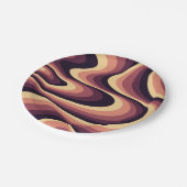 Assiettes En Carton Design abstrait violet, rose et beige (Angle)