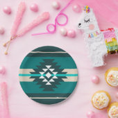 Assiettes En Carton Design aztèque en couleur turquoise (Fête)