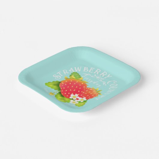 Assiettes En Carton Design bleu fraise. (Angulaire)